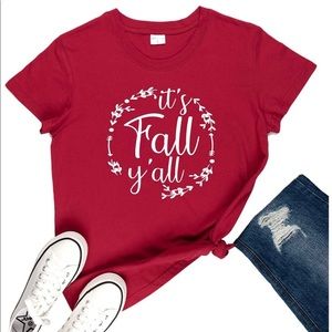 Its Fall Yall wine red burgundy tee
